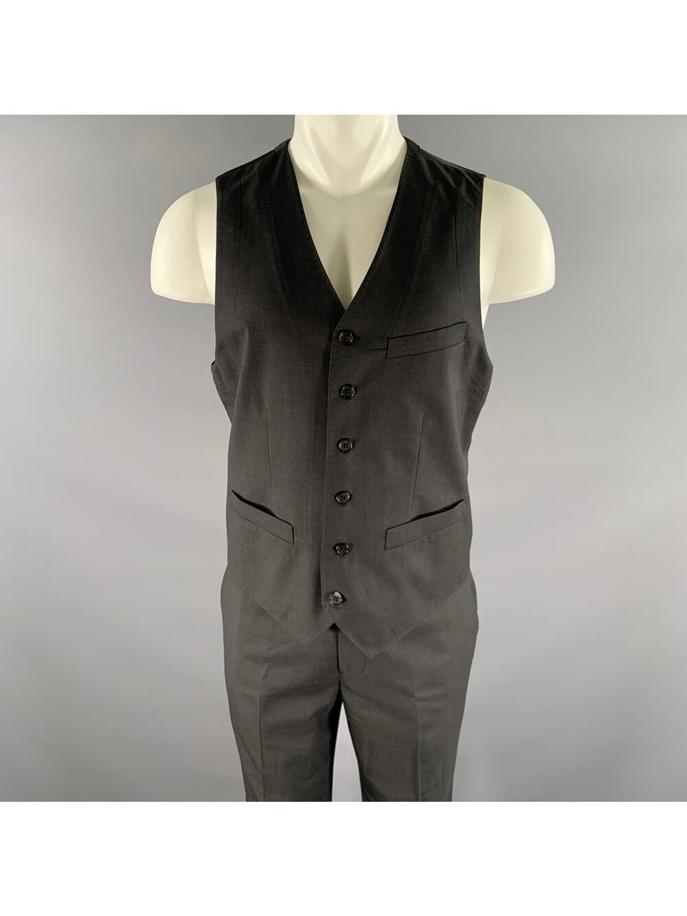ONASSIS Size 42 Grey Wool 2 Piece Vest Trouser Set